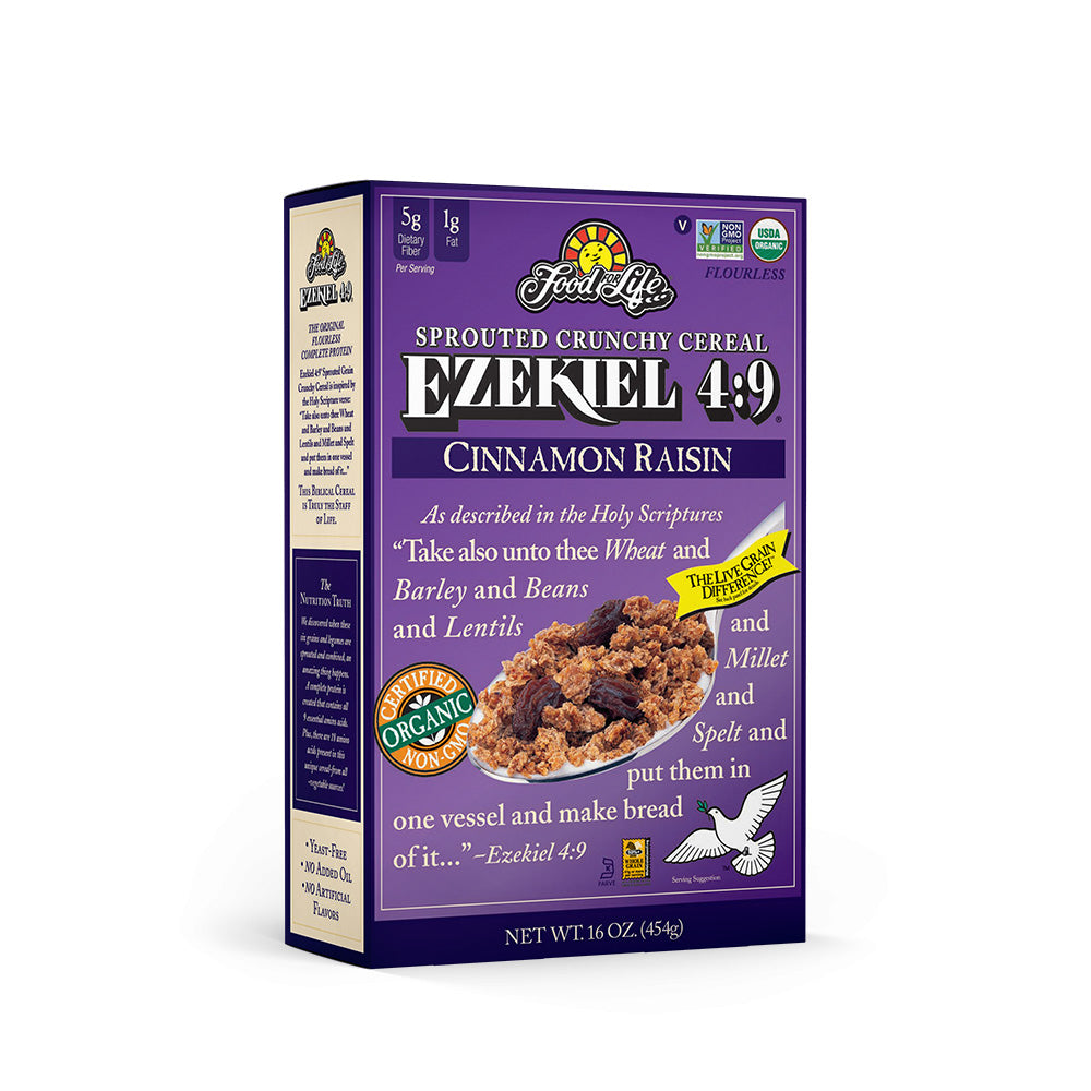 Ezekiel Sprouted Whole Grain Cereal Cinnamon & Raisin 454g Organic
