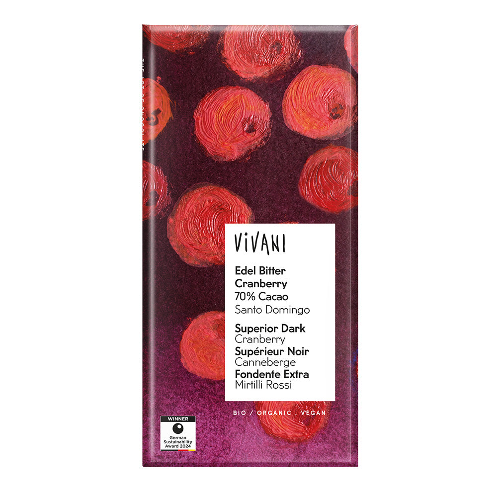 Vivani Superior Dark with Cranberry 80g Organic