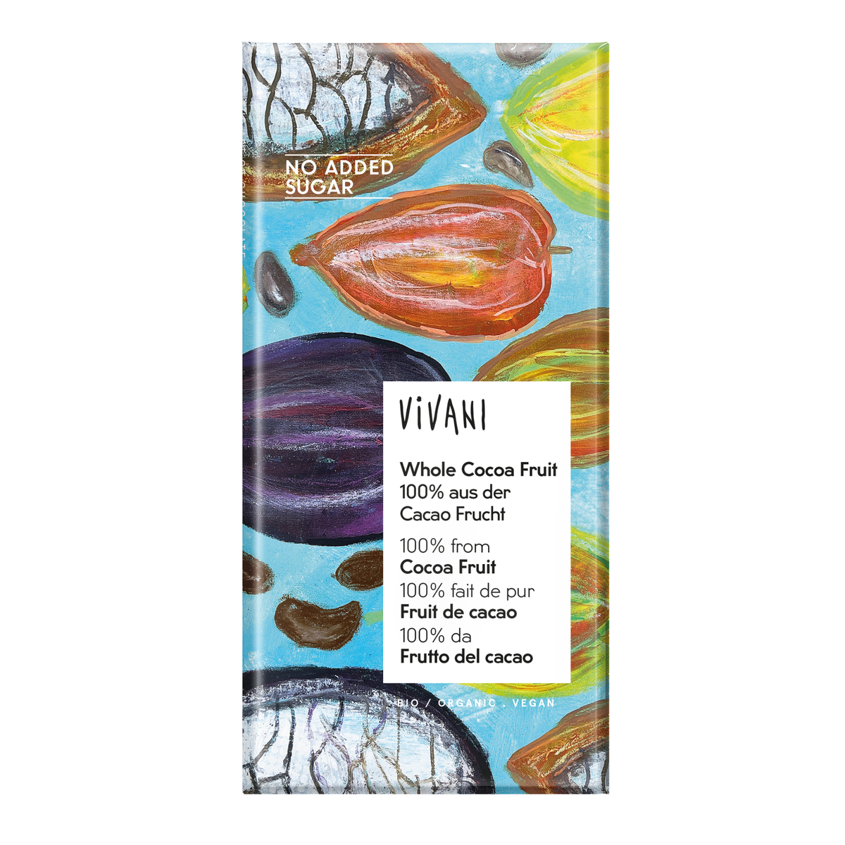 Vivani Whole Cocoa Fruit Bar 100% Cocoa 80g Organic
