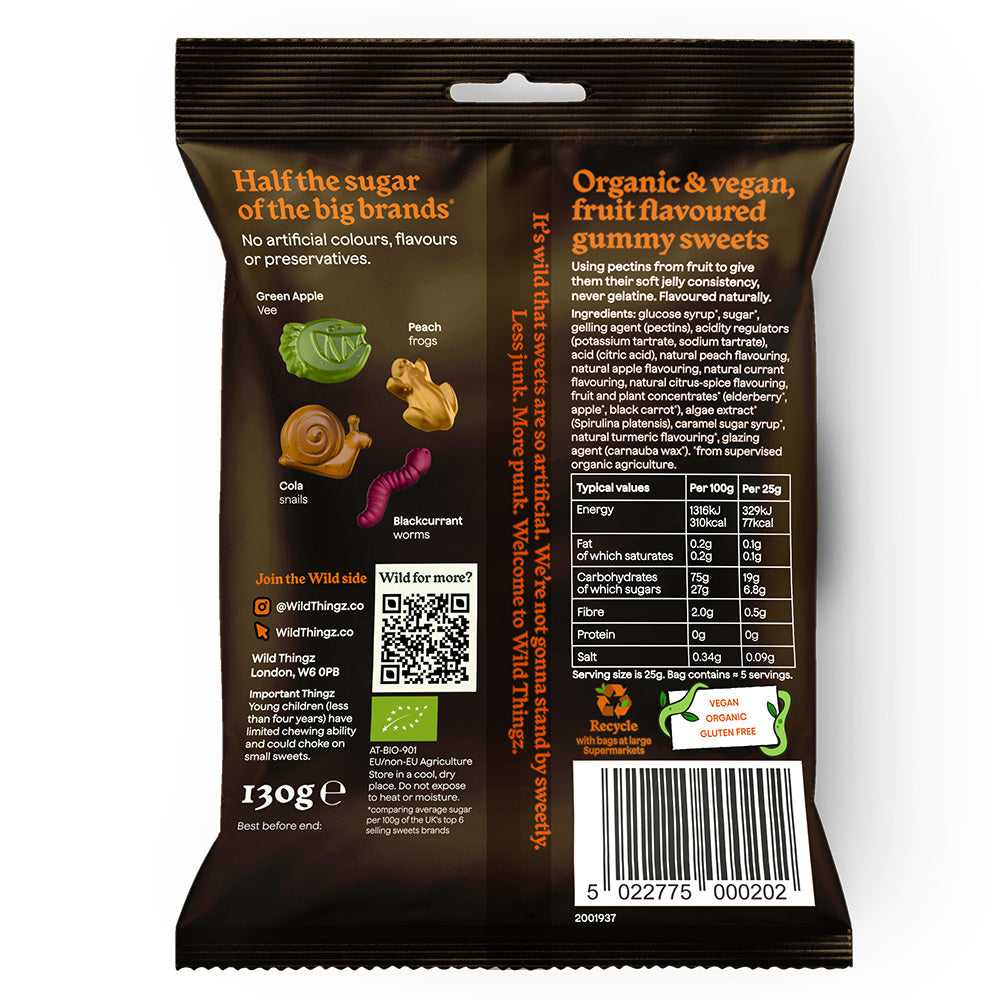 Wild Thingz Sweets Gummy Grubs 130g Organic