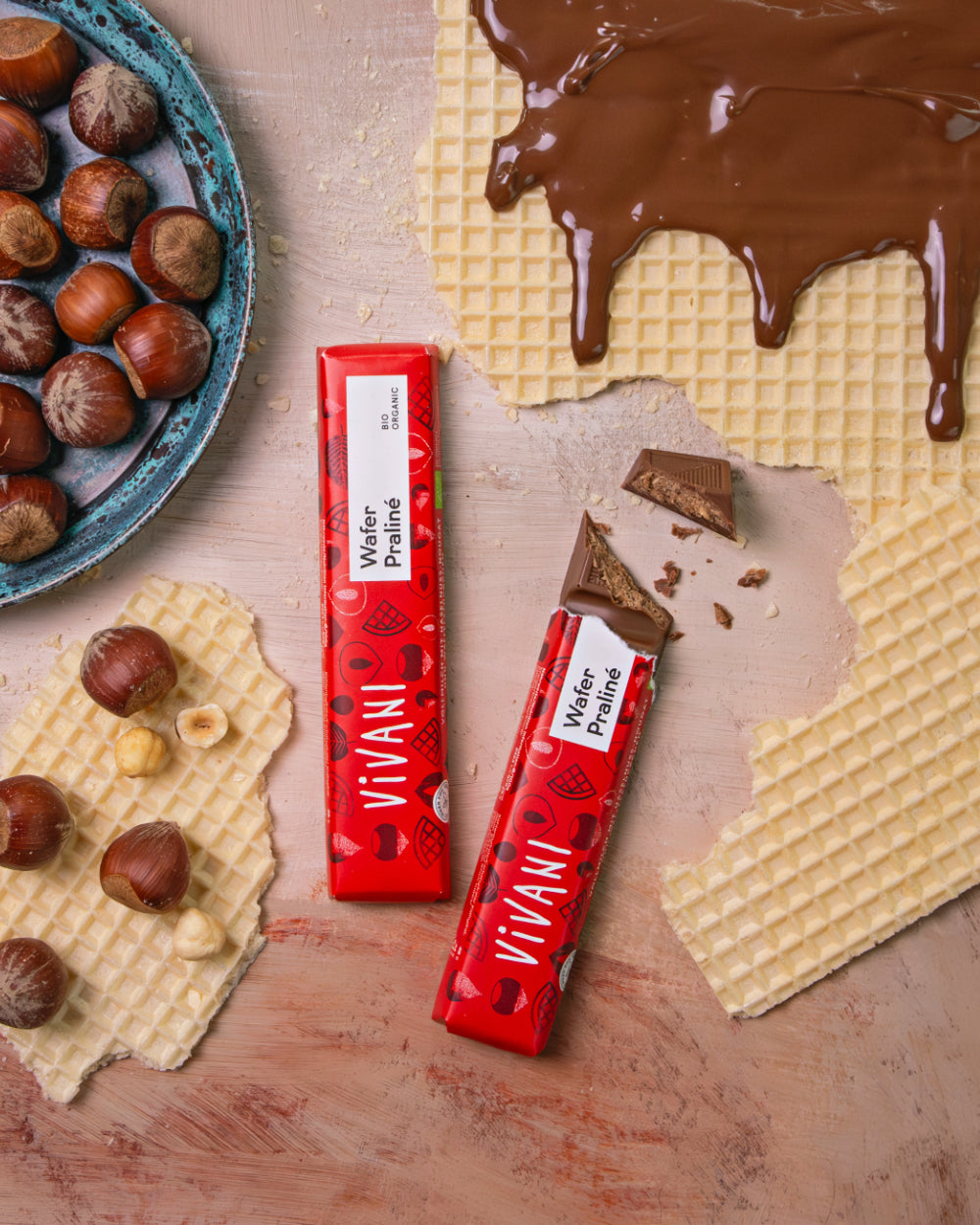 Vivani Wafer Praliné Chocolate Bar 40g Organic