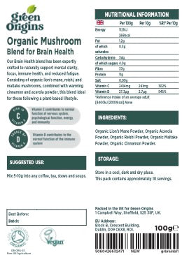 Green Origins Brain Blend 100g Organic