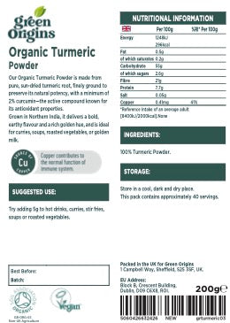 Green Origins Turmeric Powder 200g Organic