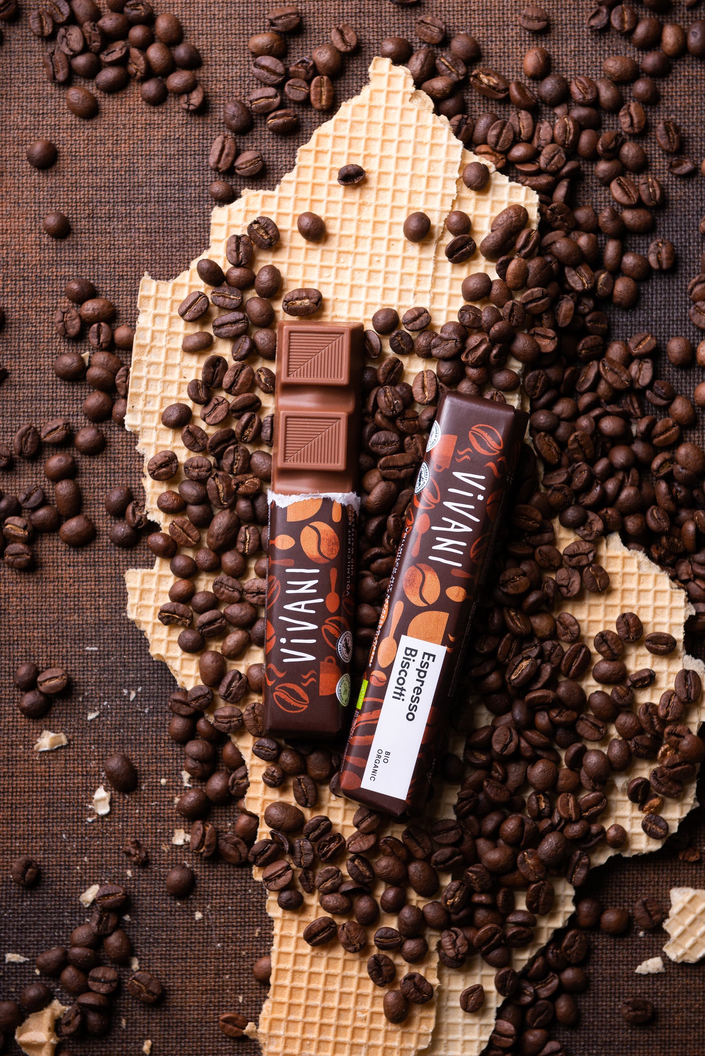 Vivani Espresso Biscotti 40g Chocolate Bar Organic