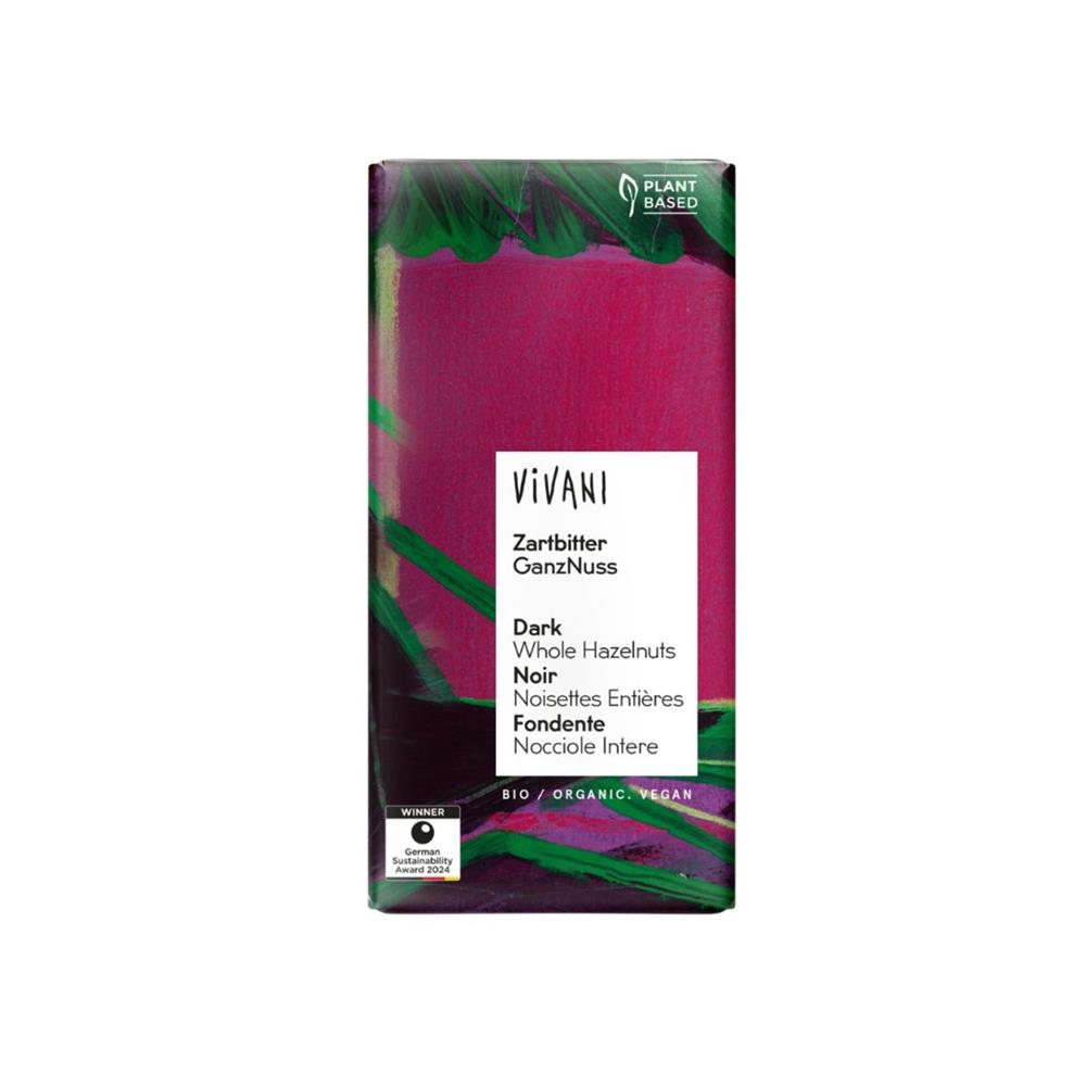 Vivani Dark with Whole Hazelnuts 100g Organic