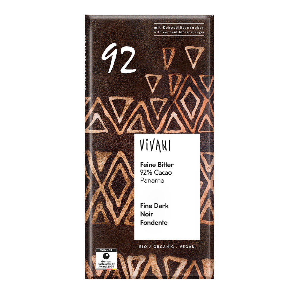 Vivani Fine Dark 92% cocoa with coconut blossom sugar 80g Organic