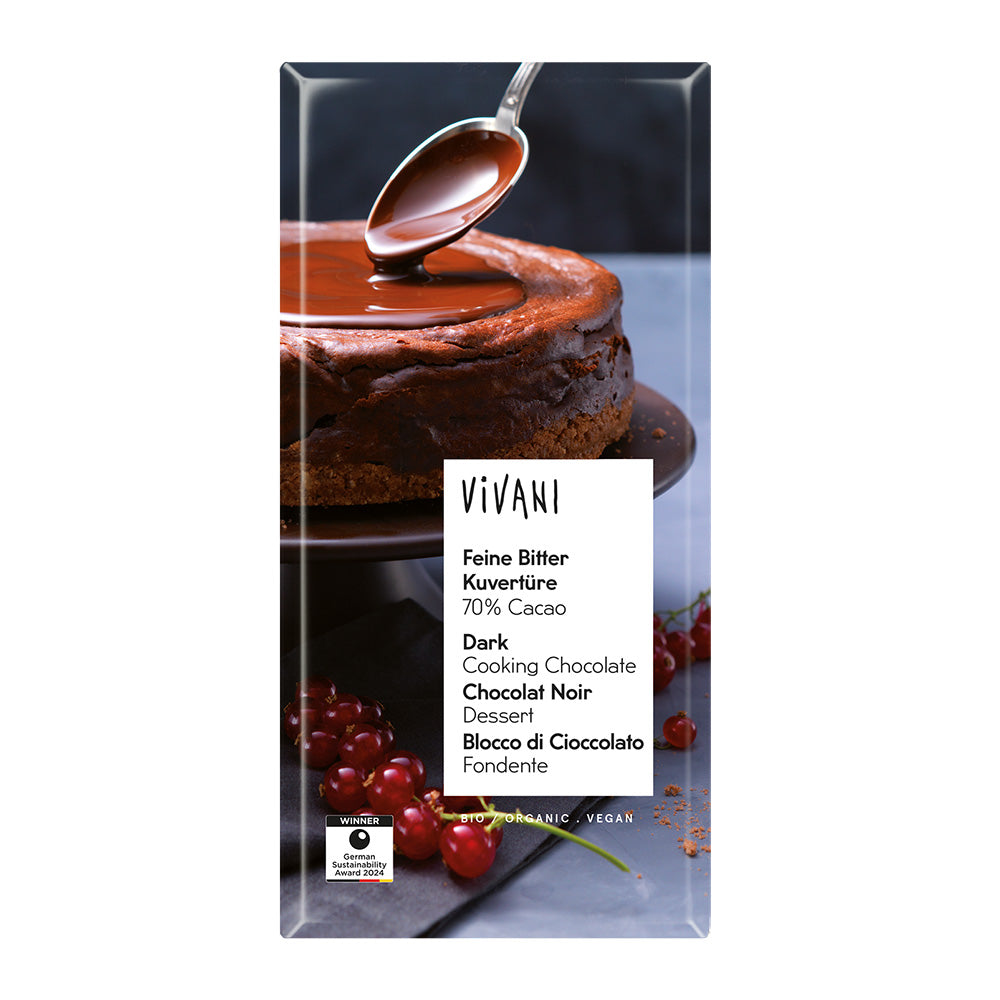 Vivani Fine Dark Cooking Chocolate, 150g Bar Organic