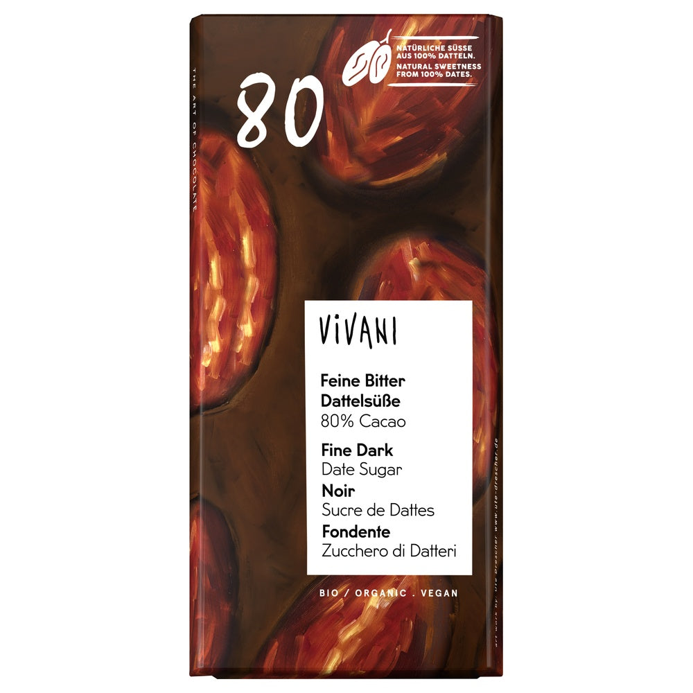 Vivani Fine Dark with Date Sugar 80% Cacao 80g Organic
