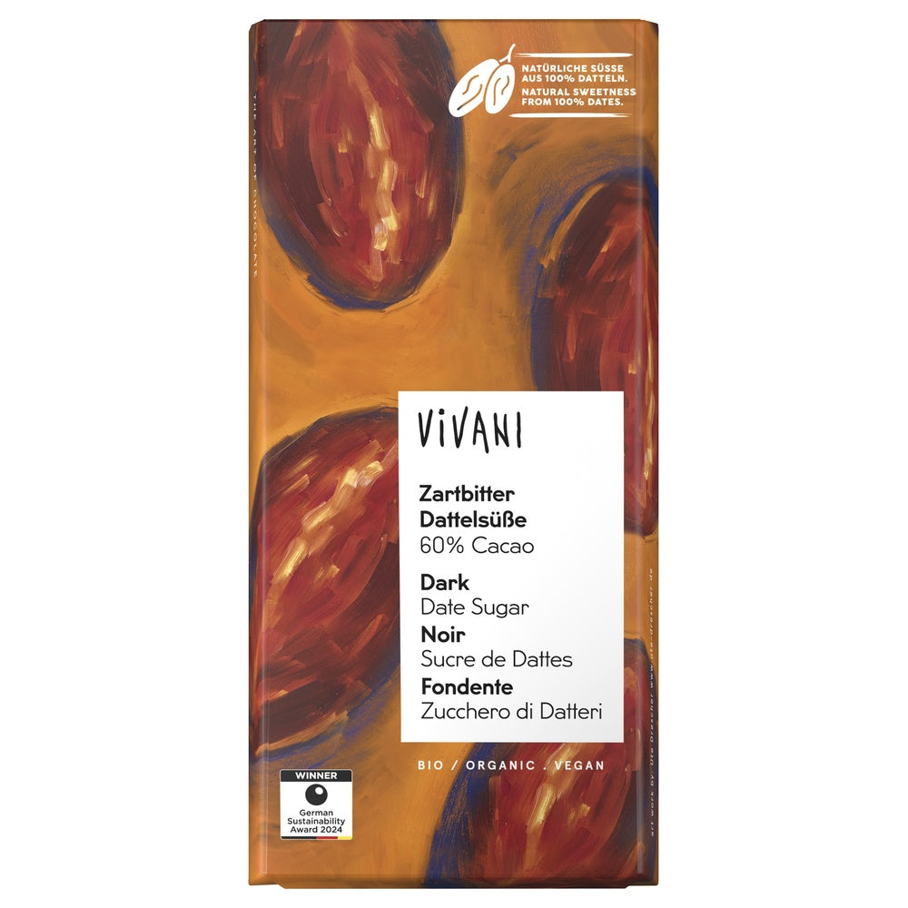 Vivani Fine Dark with Date Sugar 60% Cacao 80g Organic