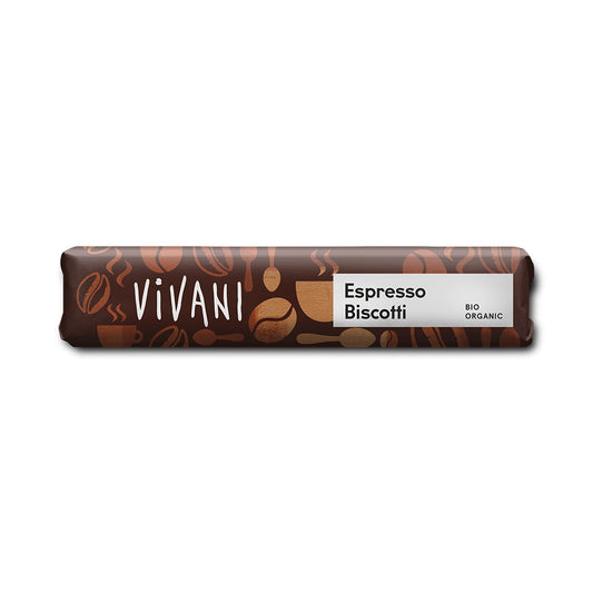 Vivani Espresso Biscotti 40g Chocolate Bar Organic